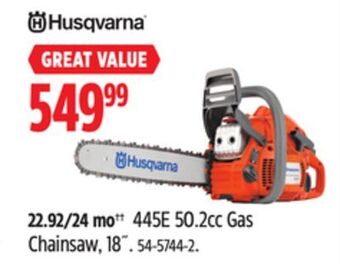 Canadian Tire Husqvarna 445e 50.2cc gas chainsaw, 18˝ offer