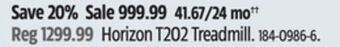 Canadian Tire Horizon t202 treadmill offer