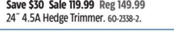 Canadian Tire Worx 24˝ 4.5a hedge trimmer offer