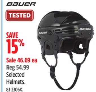 Canadian Tire Bauer selected helmets offer
