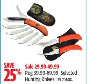 Canadian Tire Outdoor edge selected hunting knives offer