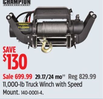 Canadian Tire Champion 11,000-lb truck winch with speed mount offer