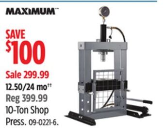 Canadian Tire Maximum 10-ton shop press offer