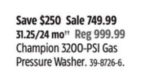 Canadian Tire Champion 3200-psi gas pressure washer offer