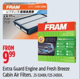 Canadian Tire Fram extra guard engine and fresh breeze cabin air filters offer