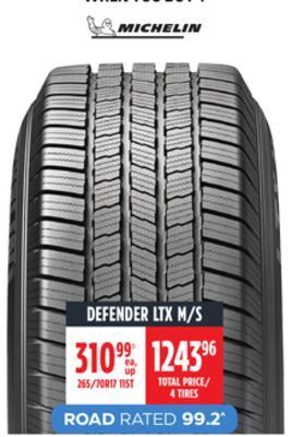Canadian Tire Michelin all season truck & suv defender ltx m/s tire offer
