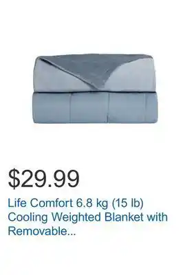 Costco Life comfort 6.8 kg (15 lb) cooling weighted blanket with removable cover offer