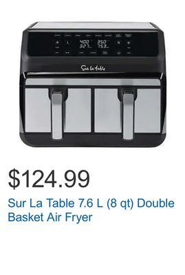 Costco Sur la table 7.6 l (8 qt) double basket air fryer offer