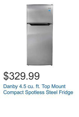 Costco Danby 4.5 cu. ft. top mount compact spotless steel fridge offer