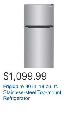 Costco Frigidaire 30 in. 18 cu. ft. stainless-steel top-mount refrigerator offer