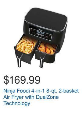 Costco Ninja foodi 4-in-1 8-qt. 2-basket air fryer with dualzone technology offer