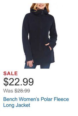 Costco Bench women's polar fleece long jacket offer