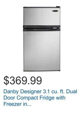 Costco Danby designer 3.1 cu. ft. dual door compact fridge with freezer in stainless-steel look offer