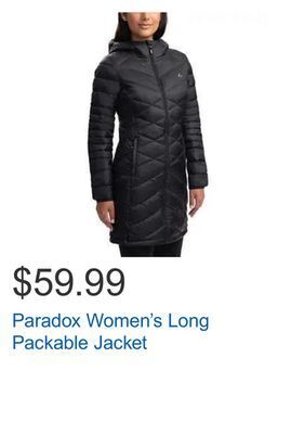 Paradox women's long packable jacket 