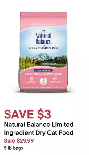 Petvalu Natural balance limited ingredient dry cat food offer