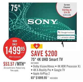 The Brick Sony bravia 75" x80k 4k hdr led smart google tv | 65" offer