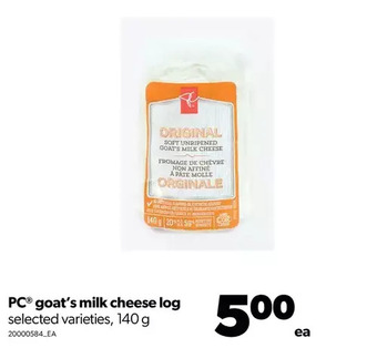 Real Canadian Superstore Pc goat's milk cheese log offer