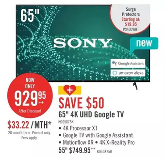 The Brick Sony bravia 65" x75k 4k hdr smart tv | 55" offer