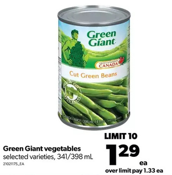 Real Canadian Superstore Green giant vegetables offer