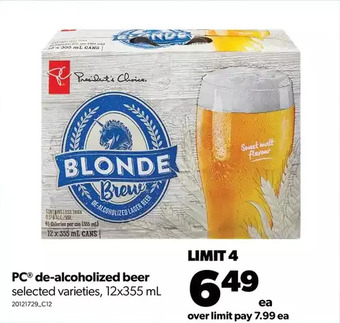 Real Canadian Superstore Pc de-alcoholized beer offer