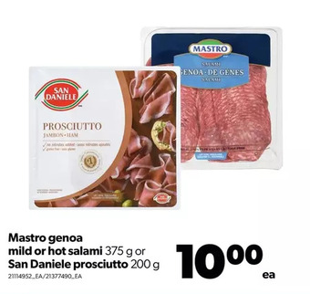 Real Canadian Superstore Mastro genoa mild or hot salami or san daniele prosciutto offer