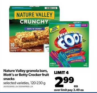 Real Canadian Superstore Nature valley granola bars, mott's or betty crocker fruit snacks offer