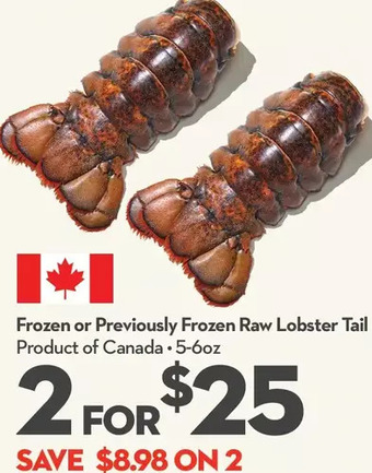 Longo's Frozen or previously frozen raw lobster tail offer