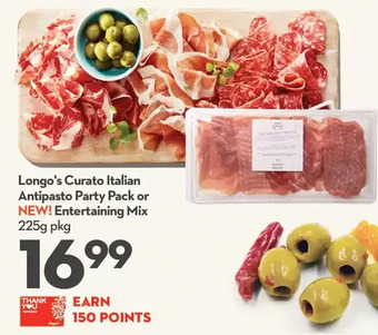 Longo's Longo's curato italian antipasto party pack or entertaining mix offer
