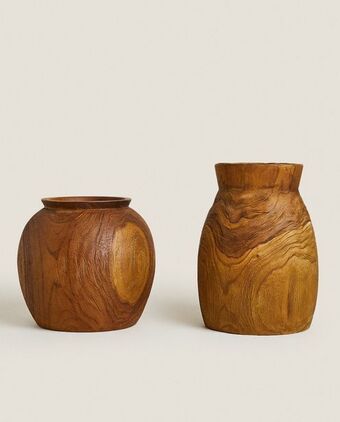 ZARA HOME Teak wood vase offer