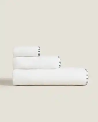 ZARA HOME Knit towel with backstitching offer