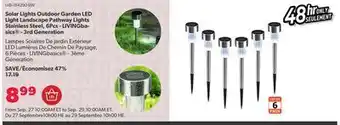 Shopper+ Solar lights outdoor garden led light landscape pathway lights stainless steel, 6pcs - livingbasics - 3rd generation offer
