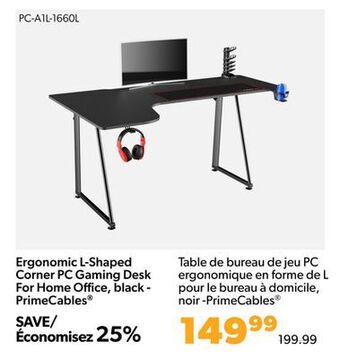 Shopper+ Ergonomic l-shaped corner pc gaming desk for home office, black - primecables offer