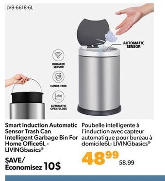 Shopper+ Smart induction automatic sensor trash can intelligent garbage bin for home office6l - livingbasics offer