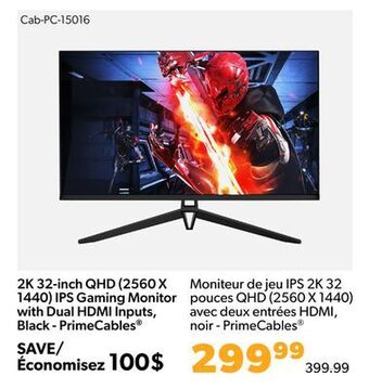 Shopper+ 2k 32-inch qhd (2560 x 1440) ips gaming monitor with dual hdmi inputs, black - primecables offer