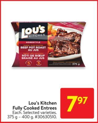 Walmart Lou's kitchen fully cooked entrees offer