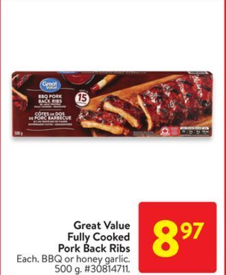 Walmart Great value fully cooked pork back ribs offer