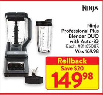 Walmart Ninja professional plus blender duo with auto-iq offer
