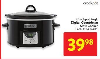 Walmart Crockpot 4-qt. digital countdown slow cooker offer