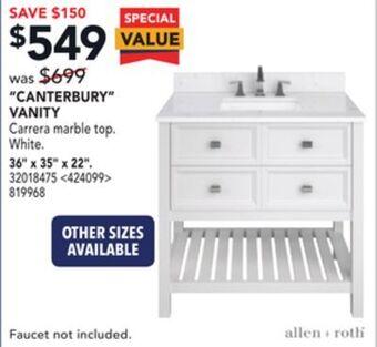 Lowe's Allen + roth "canterbury" vanity 36" x 35" x 22" offer