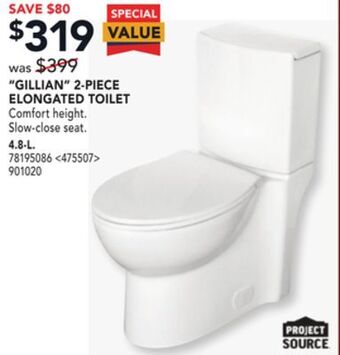 Lowe's Project source "gillian" 2-piece elongated toilet offer