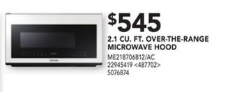 Lowe's Samsung 2.1 cu. ft. over-the-range microwave hood offer