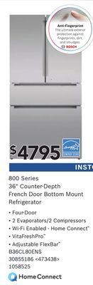 Lowe's Bosch 800 series 36" counter-depth french door bottom mount refrigerator offer