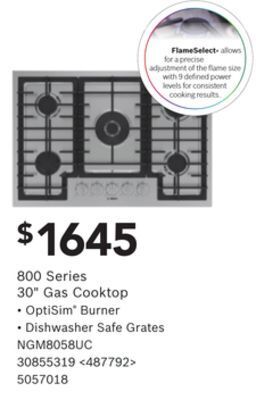Lowe's Bosch 800 series 30" gas cooktop offer