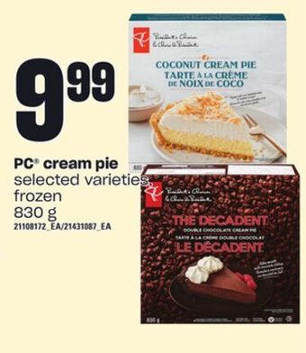 Loblaws Pc® cream pie, 830 g offer