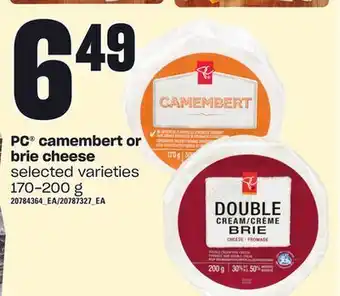 Loblaws Pc® camembert or brie cheese, 170-200 g offer