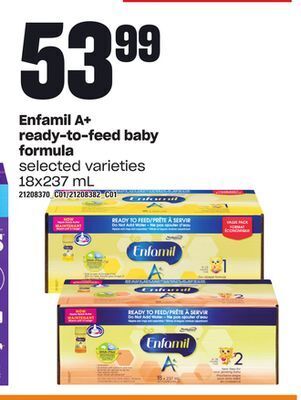 Loblaws Enfamil a+ ready-to-feed baby formula, 18x237 ml offer