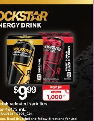 Loblaws Rockstar energy drinks, 473 or or 4x473 ml offer