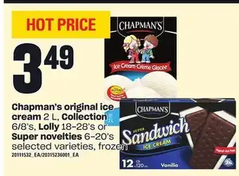 Independent Grocer Chapman's original ice cream, 2 l, collection, 6/8's, lolly, 18-28's or super novelties, 6-20's offer