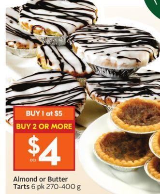 Foodland Almond or butter tarts 6 pk 270-400 g offer