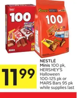 Foodland Nestlé minis 100 pk, hershey's halloween 100-125 pk or mars bars 95 pk offer